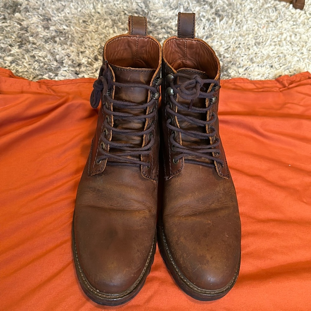Patina leather boots